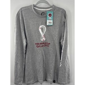 FIFA World Cup Qatar 2022 T-Shirt Long Sleeve Graphic NWT Size Large Gray